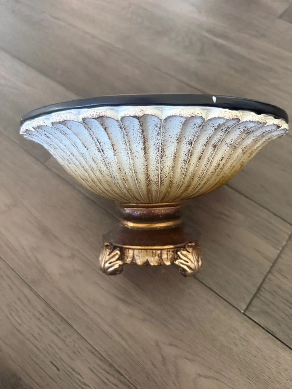 Decorative elegant Cream and Gold Accent Bowl - Home Accents
